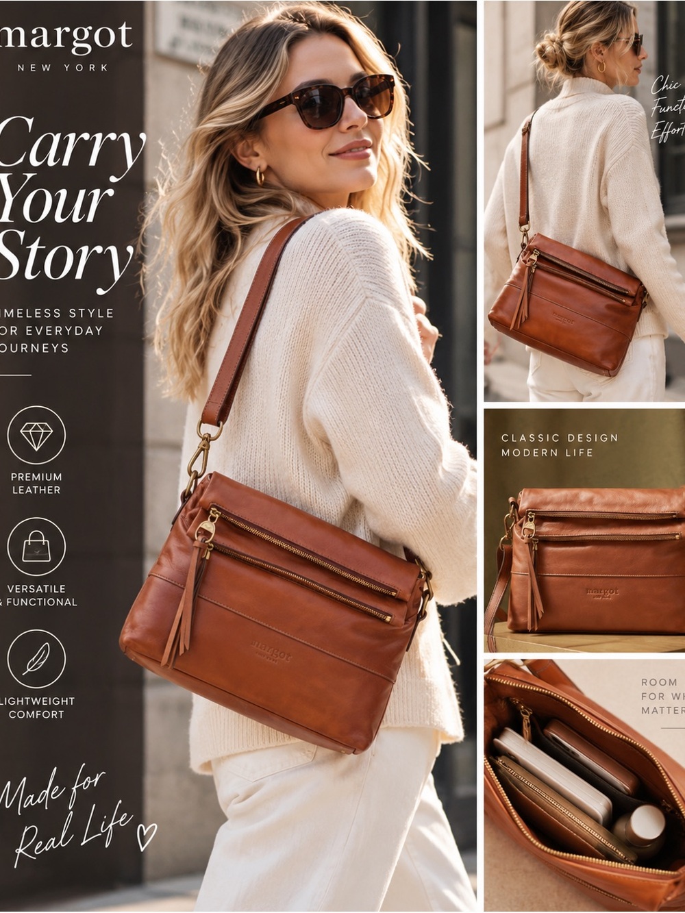 Antique Clark Versatile Hobo in Brandy